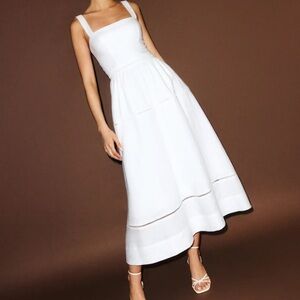 Reformation Everett Linen Dress in White